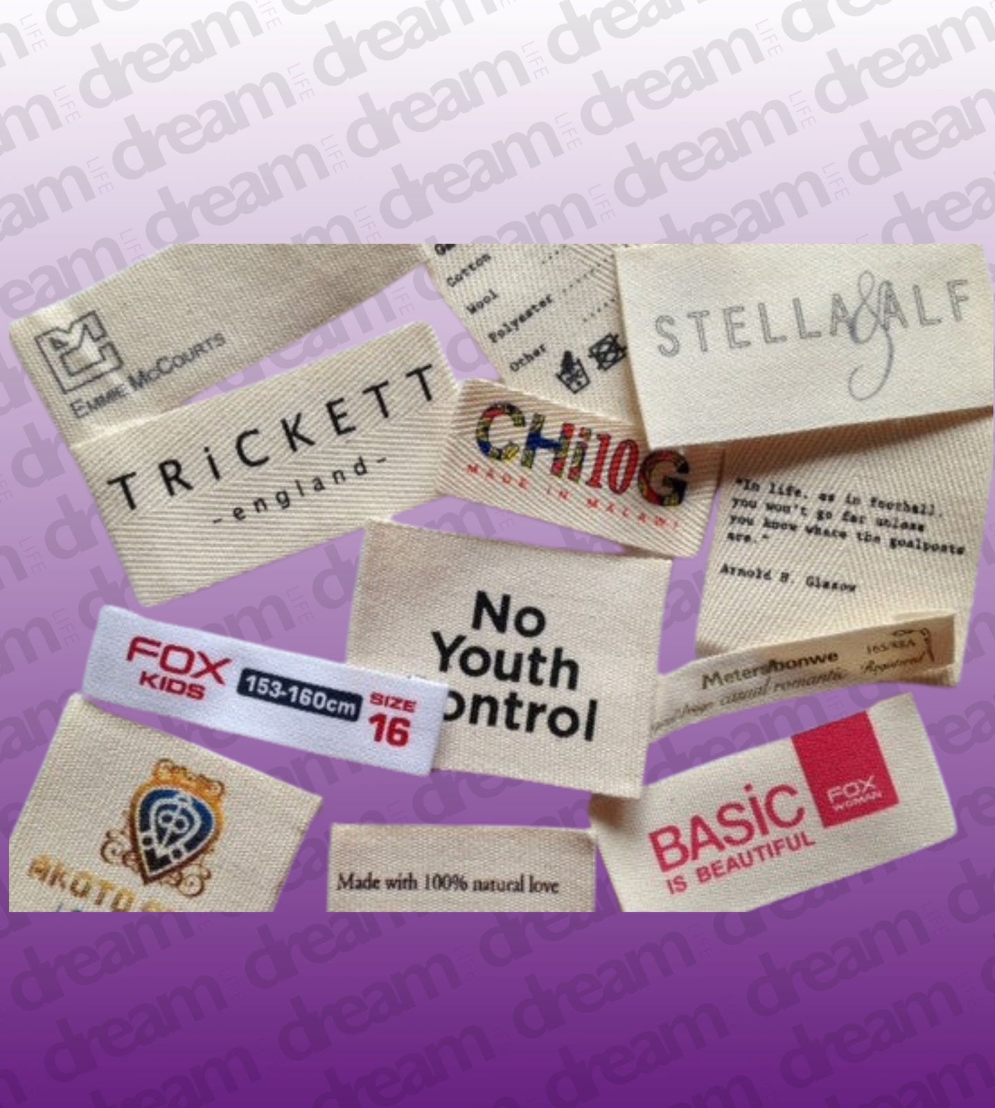 100 Custom Sew-In Clothing Tags